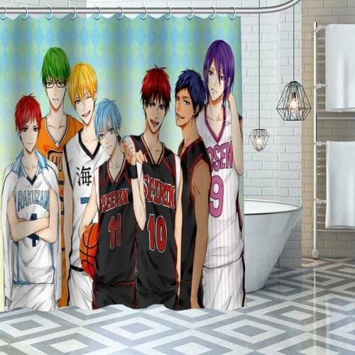 Custom High Quality Kurokos Basketball Shower Curtain Waterproof Bathroom Polyester Fabric Bathroom Curtain With Hooks