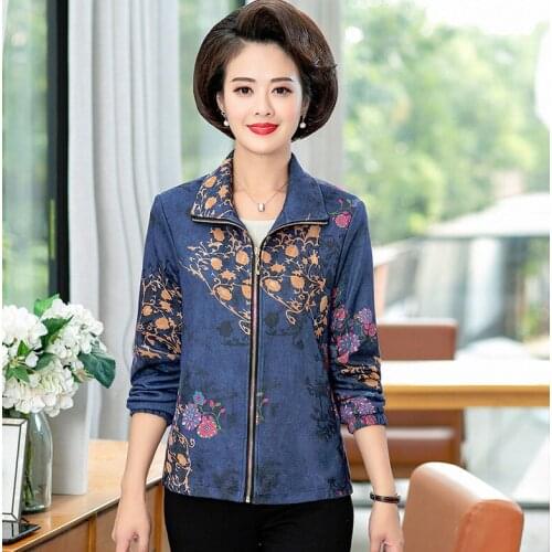 2020 printed gothic jackets and coats casual women tops spring fall new large size middle age mother outerwear windbreaker