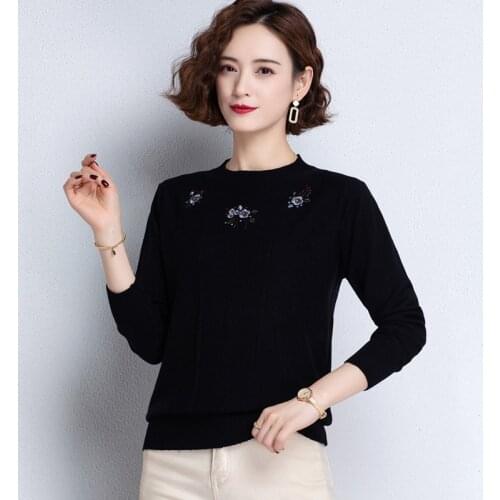 Womens Sweater 2021 New Spring Autumn Causal Women Pullover Knitted Top Women Clothing Embroidery Floral Sweaters For Women