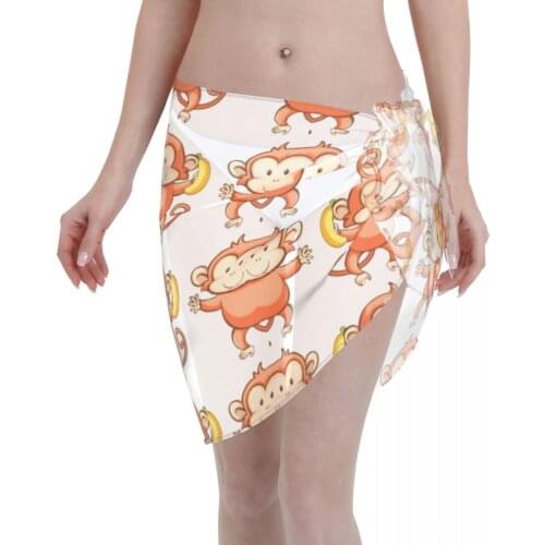 Women Beach Bikini Cover Up Cute Monkey Wrap Skirt Sarong Scarf Beachwear Bathing Suit Beachwear Swimsuits