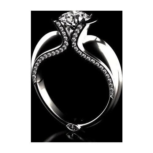 Vintage Love Rings for Women Big Zircon Ring Silver Color Wedding Band Crystal Engagement Rings Fashion Statement Jewelry Bague