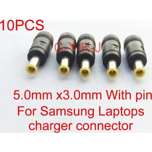 10 pcs/lot (5.0*3.0mm) DC Power Male Plug Jack Adapter Connector 5.0mm x3.0mm x1mm plug For Samsung Laptops charger connector