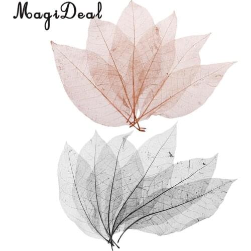 MagiDeal 100pcs Magnolia Skeleton Leaf Leaves Scrapbooking Embellishment for Card Making Decoration Black Coffee