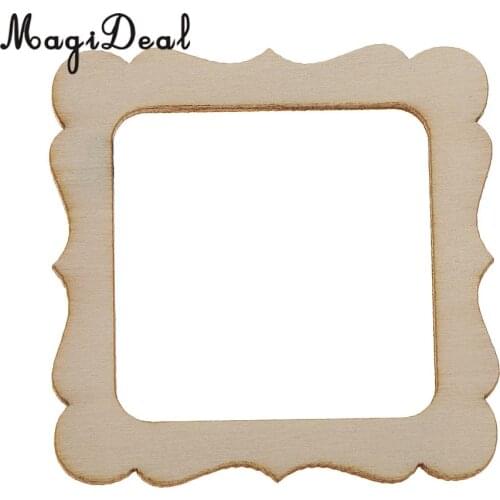 20pcs 50x50mm Square Wooden Shape Vintage DIY Wooden Frame Mini Photo Frame for Scrapbook Craft DIY Wind Chimes Home Decorations