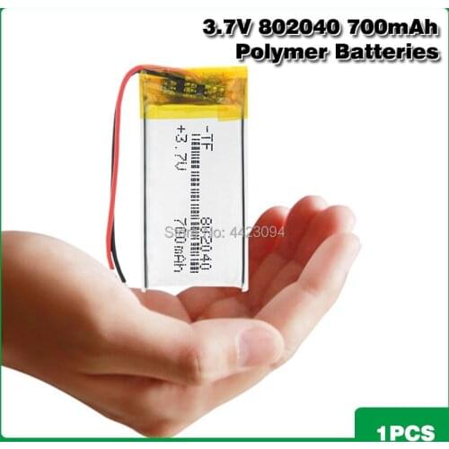 3.7V 700mah 802040 Lithium Li Ion Polymer Rechargeable Battery For GPS PSP DVD MP4 pen camera bluetooth hearphone recorder game