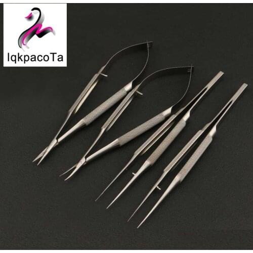 4pcs/set ophthalmic microsurgical instruments 12.5cm scissors+Needle holders +tweezers stainless steel surgical tool