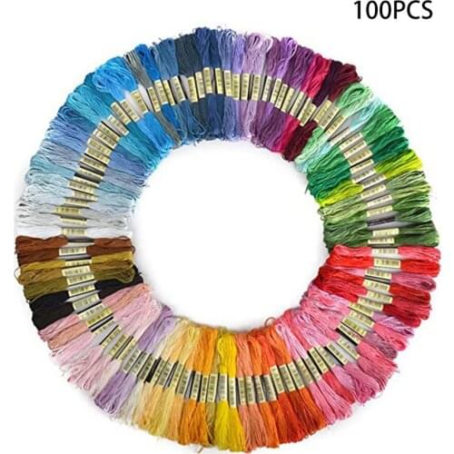 50 Colors 100 Colors Cross Stitch Thread Polyester Cotton Embroidery Thread Rainbow Color Hand Embroidery Braided Thread