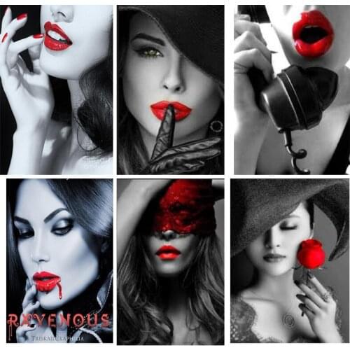 5D DIY Diamond Painting Red and Black Series Picture Cross Stitch Gift Square/Round Full Drill Embroidery Mosaic Art Home Decor