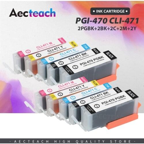 Aecteach new 5C 470 471 PGI-470 PGBK CLI-471 Compatible Ink Cartridge Full Ink For Canon PIXMA MG6840 MG9040 TS5040 TS6040