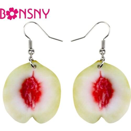 Bonsny Acrylic Honey Peach Earrings Big Long Dangle Drop Fashion Fruit Jewelry For Women Girls Ladies Teens Gift Accessory Bulk
