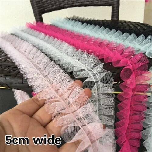Color Tulle Center Wrinkle Trend Lace Ribbon DIY Childrens Toy Fluffy Skirt Clothing Sewing Material Pet Collar Striped Trim