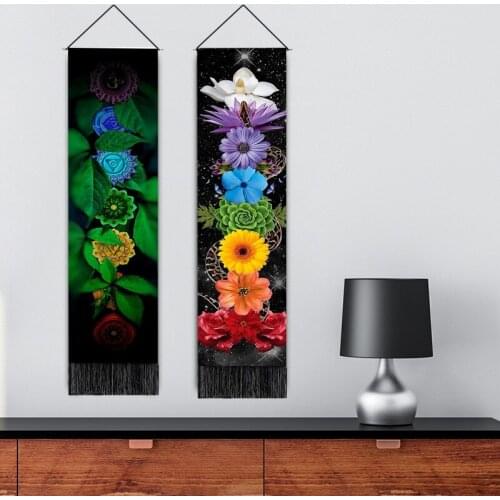 Seven Chakra Decorative Wall Hanging Tapestry Bohemia Tarot Phase Tassel Tapestry Boho Art Tapestries For Bedroom Office Decor