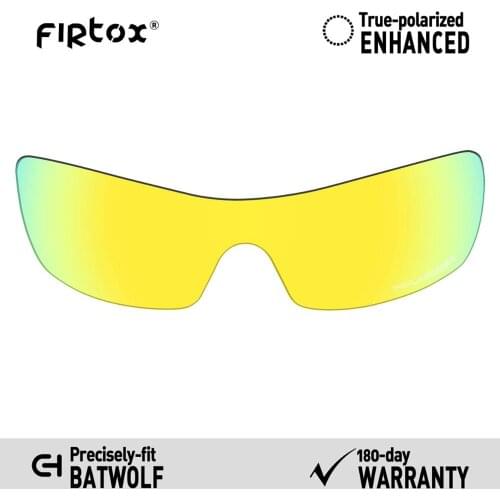 Firtox Anti-Seawater Polarized Lenses Replacement for-Oakley Batwolf OO9101 Sunglasses (Lens Only) - 24K Gold Mirror