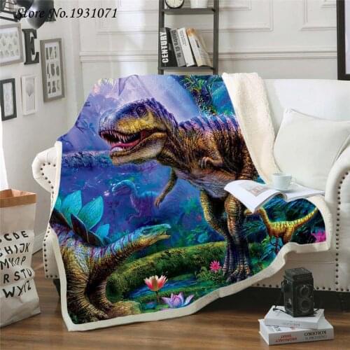Dinosaur Jurassic 3D Printed Fleece Blanket for Beds Thick Quilt Fashion Bedspread Sherpa Throw Blanket Adults Kids 05
