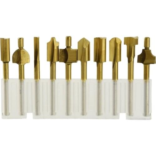 10pcs HSS Router Bits Wood Cutter Milling Fits Rotary Tool Set 1/8" 3mm Shank Carpentry Router Bits for Rotary Tools DIY A0KF