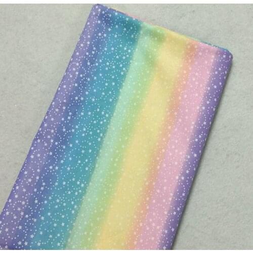Pretty Rainbow Colors Fivestar Stipe Printed Cotton Fabric 50x105cm Star Fabric Patchwork Cloth Bag Party Home Decoration