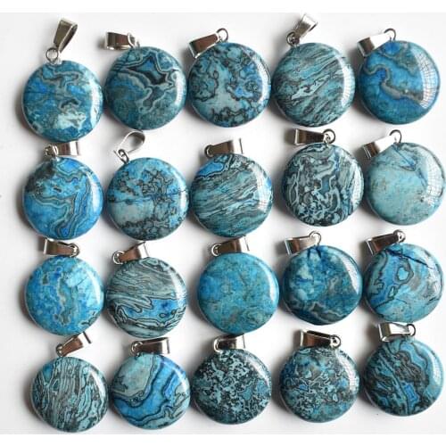 2020 Fashion hot selling top quality blue onyx round pendants charm for jewelry making 50pcs/lot Wholesale free shipping