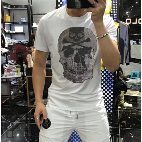 2021 new high-quality mens casual fashion Diamond stone big size 5XL tshirt short sleeve fashion t-shirt