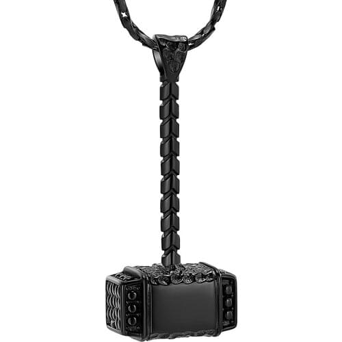 Thor Hammer Cremation Jewelry for Ashes Stainless Steel Hammer Urn Necklace Pendant for Ashes for Men Women Keepsake Memorial