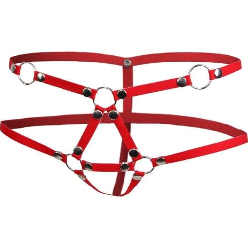 Men Sexy Hollow Out G-string Thongs Underwear T-back Briefs Rivet Underpants