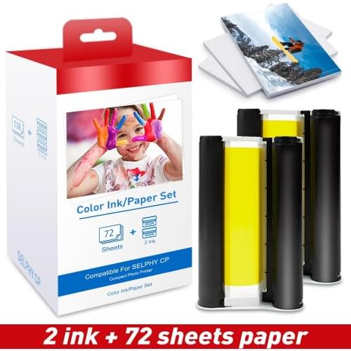 UniPlus Ink Paper Set for Canon Selphy cp1300 Printer Compatible CP1200 CP910 CP900 2 Ink 72 Sheets Photo Paper Color Printing
