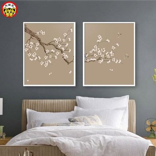 Painting by numbers art paint by number Diy Chinese peach Sparrow hanging painting background wall hand-filled color decorativ
