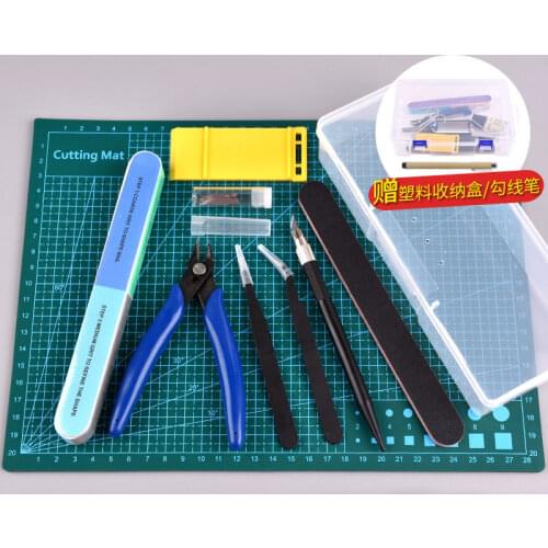 Hobby Model Model Building Tools Set DIY Accessories For Gundam Tools Cutting Mat Grinding Machine Polishing Tools Kit