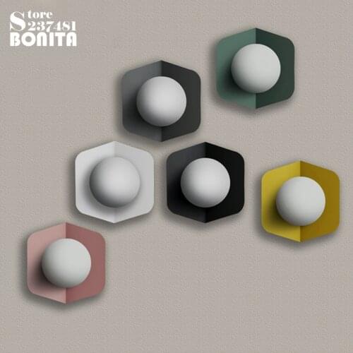 Northern Europe Corridor Aisle Stairs Macaron Wall lights for bedroom Wall Mounted Ceiling Mounting Iron Glass Sconces Wall Lamp