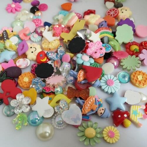 NBNLEG Assorted Patterns Randomly Resin Flatback Kawaii Cabochon Buttons For Craft Designer Scrapbooking Hairclip Accessory