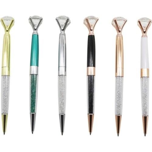 New Brand Creative Diamond Crystal 6 colors 1.0mm Black ink Ballpoint pen Student Supplies School stationery