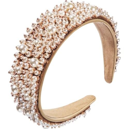 New Hair Accessories European And American Za Big-name Hair Band, Female Baroque Hair Band, Hand-nailed Pearl Wild Headband