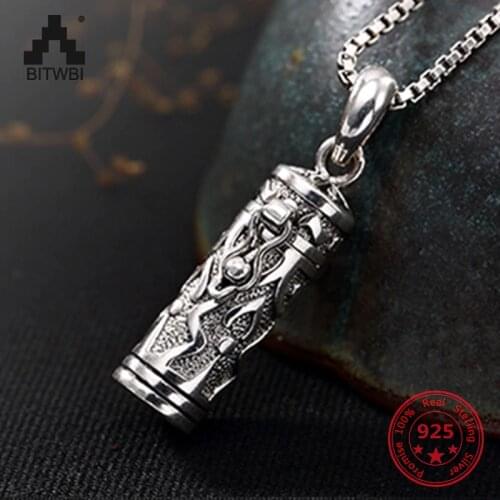 Real 925 Sterling Sliver Antique Openbale Pendant Necklace Jewelry for Men Women Retro Fashion Remembrance Jewelry Holiday Gift