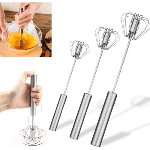 Semi-automatic Egg Beater 304 Stainless Steel Egg Whisk Manual Hand Mixer Self Turning Egg Stirrer Kitchen Accessories Egg Tools