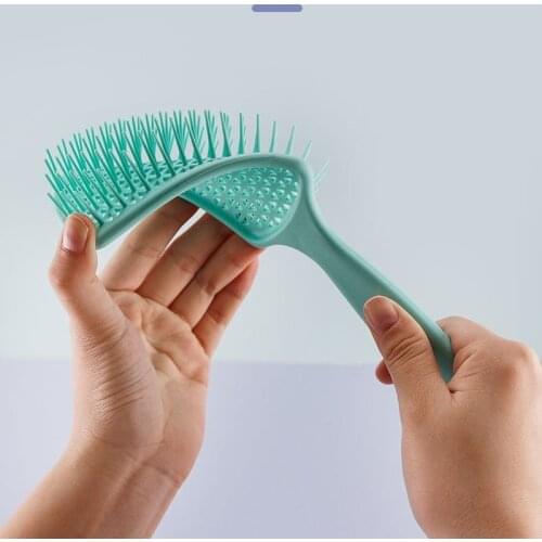 Portable Multi-Functional Hair Brush Massage Comb Square Hollow Comb Anti-Static Scalp Massage Comb Wig Brush Soft Travel Comb