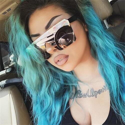 Silver Mirror Oversize Square Sunglasses Women Fashion Retro Sun Glasses Men Big Frame Vintage Eyewear Flat Top UV400