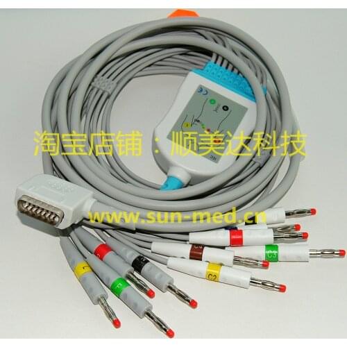 Compatible Kenz ECG EKG cable with leadwires 10 leads (E10-KZ2-B/I)