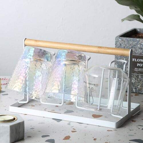 Iron Metal Craft Japanese Upside-Down Cup Drain Rack Glass Hanger Shelf Container Cup Drying Holder For Kitchen Living Room