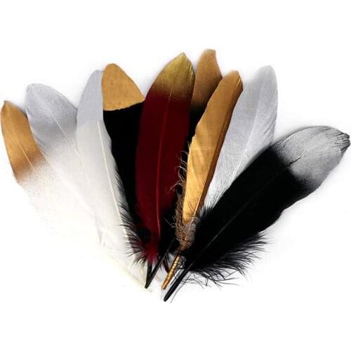 10Pcs Natural Gold Goose Feathers Crafts Wedding Feathers DIY Party Feathers Plume Christmas Decoration Accessories 15-20cm