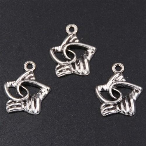 10pcs silver color hollow five-pointed star necklace earrings alloy jewelry pendant accessories A307