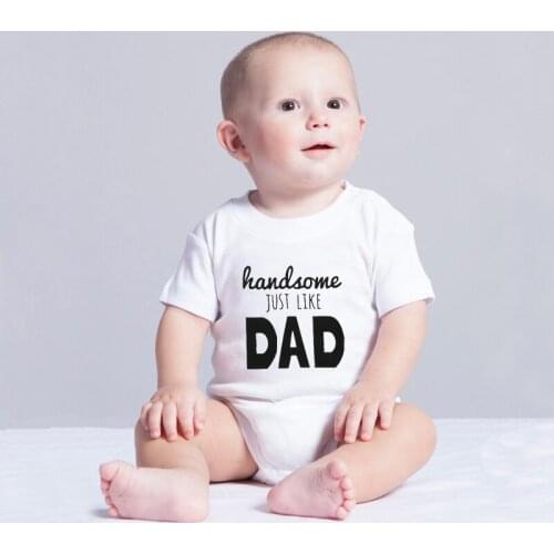 2019 Summer Fashion Newborn Infant Baby Boy Girl Clothes Handsome Just Like Daddy Print Cotton Short Sleeve Body Outfits 0-24M
