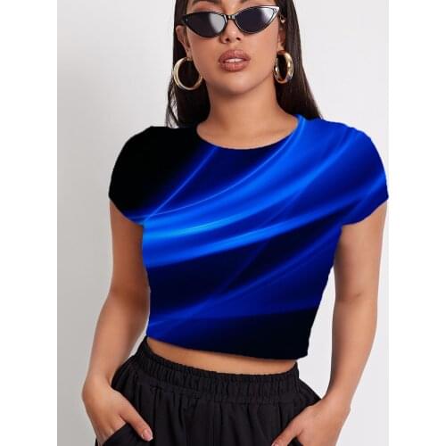 3d Tshirt Abstract T-shirt Women Psychedelic Tshirt Printed Art Shirt Print Dark Blue Tshirts Casual Womens Clothing T shirts