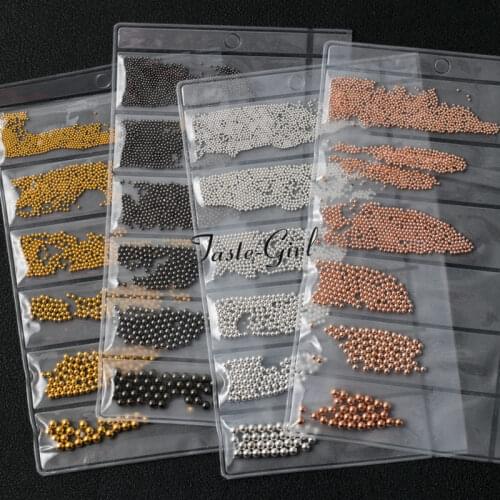 Mixed sizes rose gold silver micro 3D nail art decorations charms metal caviar beads glitter nails Accessories Supplies tools