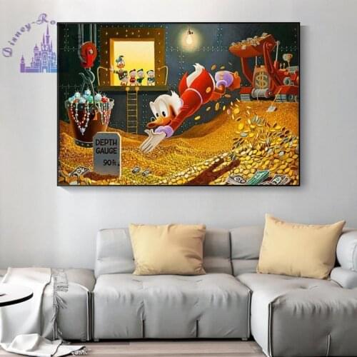 Alec Monopoly Disney Scrooge Mcduck Canvas Painting Graffiti Millionaire Money Street Art Posters and Prints for Living Room