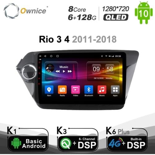 6G+128G Ownice Android 10.0 Car Radio Player GPS Navi for Kia k2 RIO 2012 2013 2014 2015 2017 4G LTE DSP SPDIF 1280*720 BT 5.0