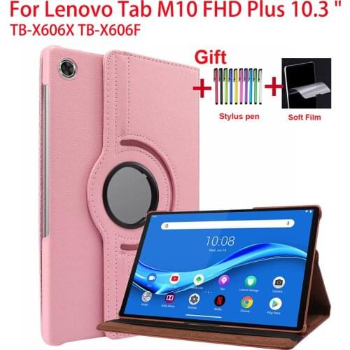360 Rotation Cover For Lenovo Tab M10 FHD Plus 10.3 " TB-X606X TB-X606F case Funda PU Leather Stand Case For Lenovo Tab M10 Plus