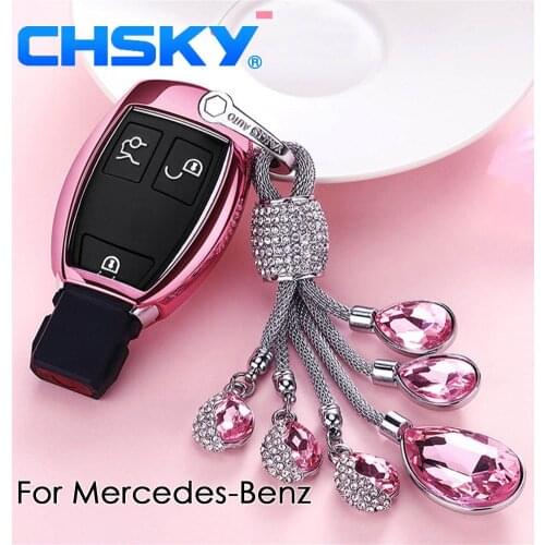 CHSKY TPU For mercedes key cover chain Case For Mercedes Benz w212 W210 A B C E Class GLA GLC Car key cover keychain accessories