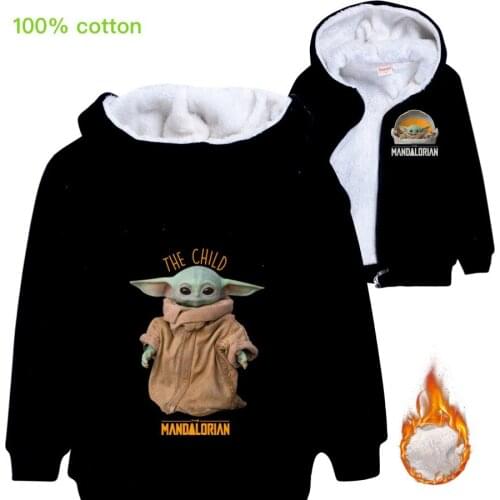 Double Layer Cashmere Cotton Zipper Thick Coat Yoda Baby Girl Clothes Winter Kids Jacket Girls Coats