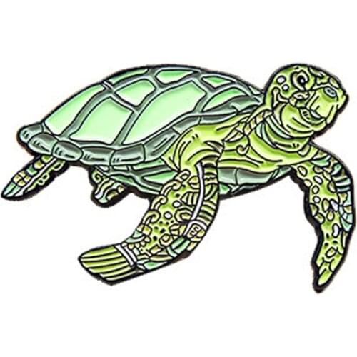 XEDZ Sea Animals Enamel Pin Green Turtle Colored Jellyfish Undersea Adventure Custom Badge lapel brooch Childrens Jewelry Gift