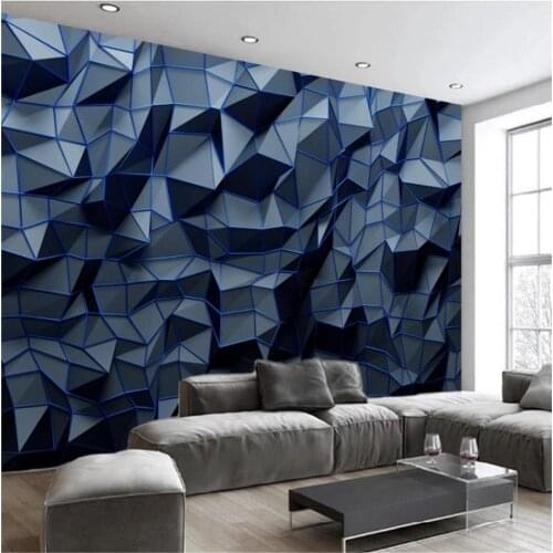 European style retro abstract geometric wallpapers polygon solid background wall blue wallpapers
