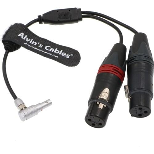 Alvins Cables Right Angle 5 Pin Male to Two XLR 3 Pin Female Audio Input Cable for Z CAM E2 Camera